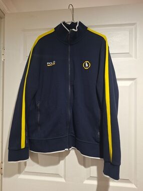 Ralph Lauren Polo Navy Track Jacket with Yellow Stripes